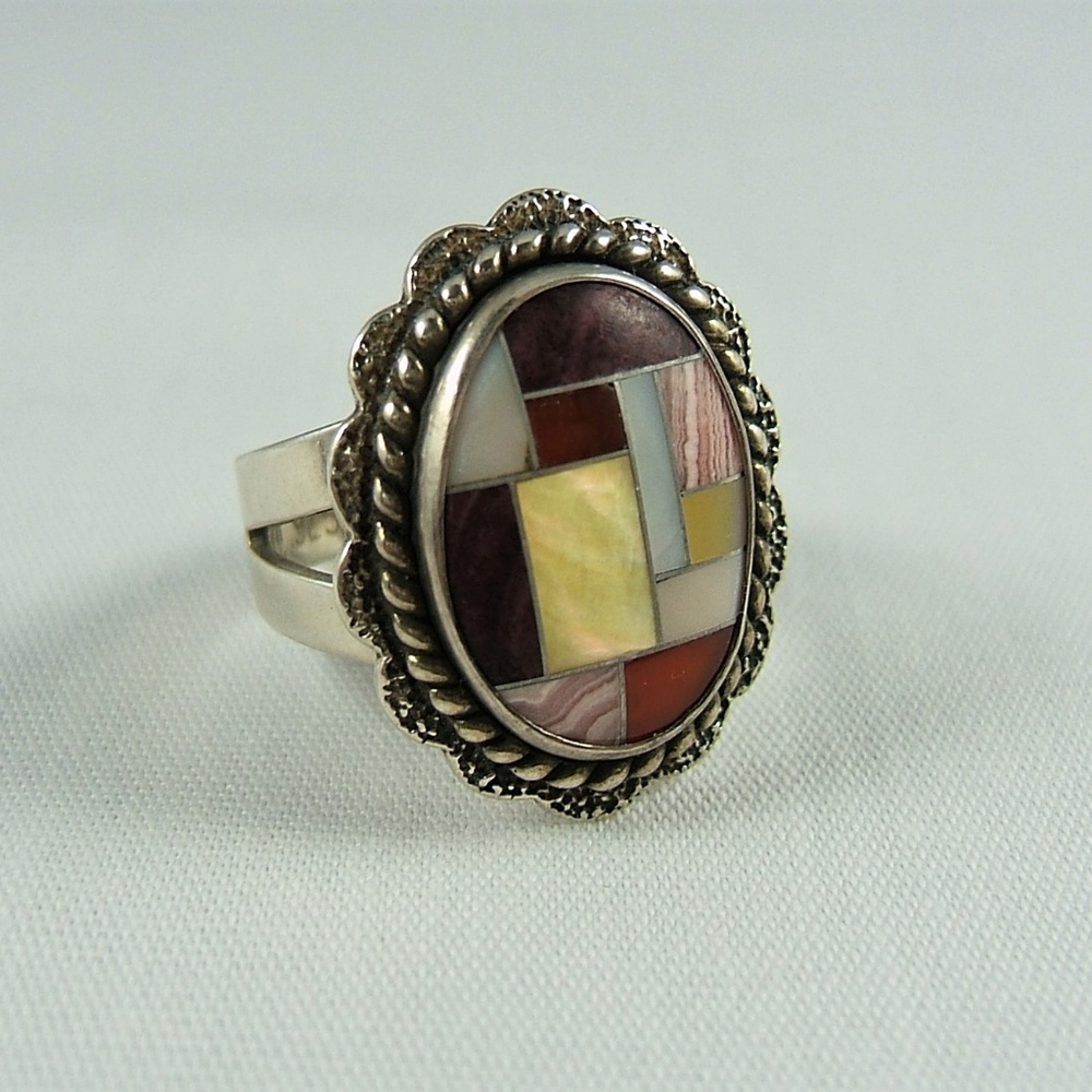 NWOT  .925 Sterling Multi Stone Mosaic Ring
